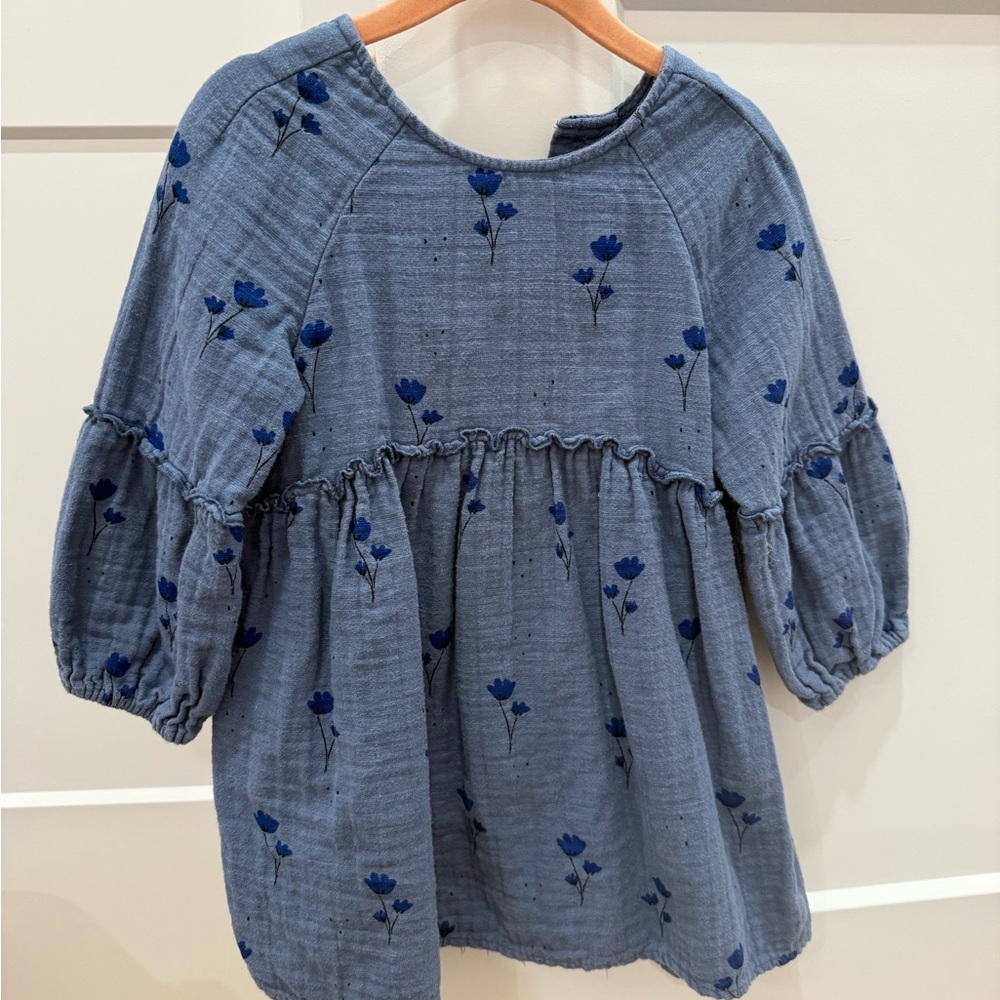 Zara Blue Floral Cotton Dress